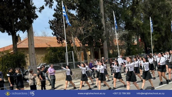 The English School Parade Team Shines at the 25th March Festivities.